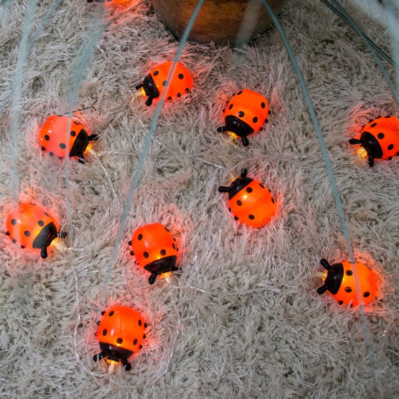Uonlytech Ladybugs Fairy String Lights Waterproof 20 LEDs String Lights for Indoor Outdoor Garden Bedroom Birthday Party Decoration Supplies Without Batteries - Image 1